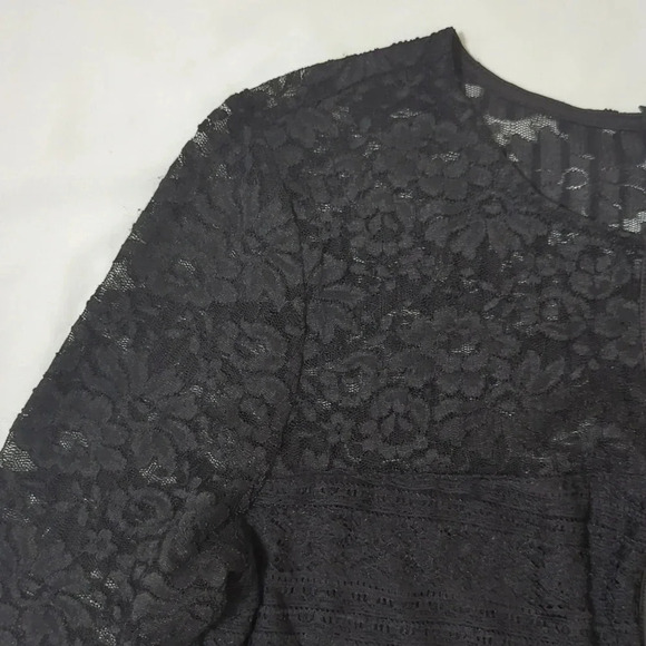 NWT Guess LS Francis Ruffle Lace Dress, Color Black Size 10 - Picture 5 of 16